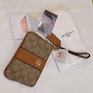 Coach wallet brown tan coated canvas Zip new with tags